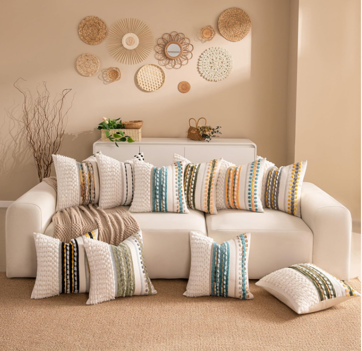 Boho Decorative Chenille Tufted Pillow 18"