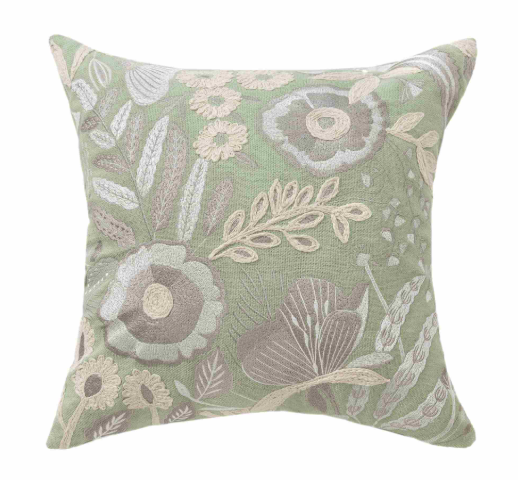 Handwoven Floral Pillow Cotton 20 x 20"