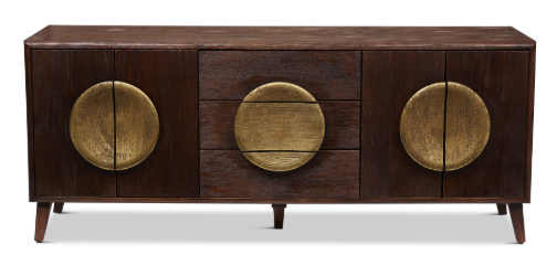 Hand Made 3- door Sideboard Walnut Gold 68"
