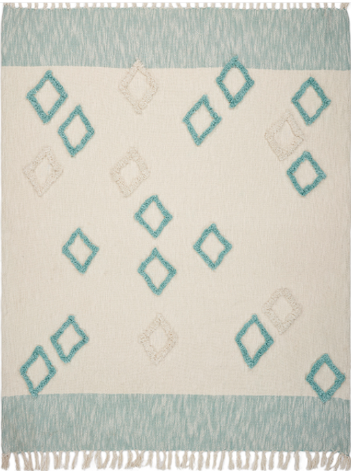 Hand Woven 100% Cotton Diamond Throw 50 x 60"