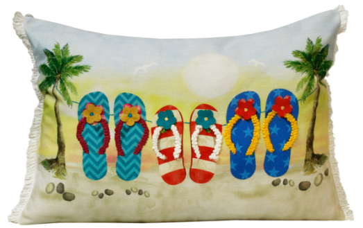 Hand-Made Flip Flop Pillow 14 x 20"