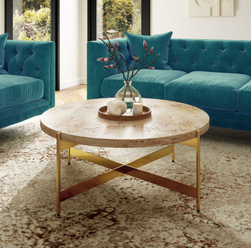 Burl Wood Veneer Coffee Table