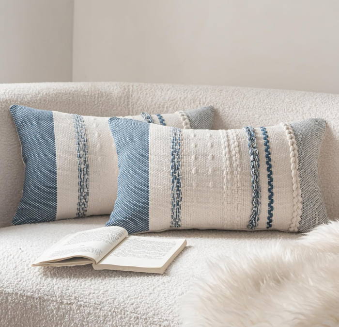 Boho Cotton Linen Throw Pillow 12 x 20"