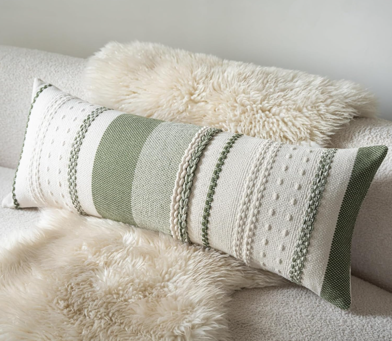 Boho Long Lumbar Throw Pillow Cotton 14 x 36"