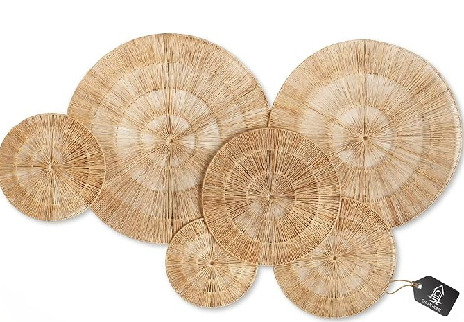 Wicker Boho Wall Baskets Set Of 6