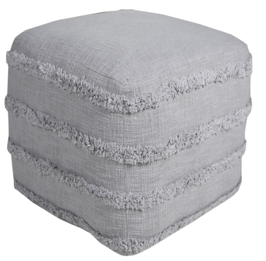 Hand-Made 100% Cotton Blue Pouf 18"