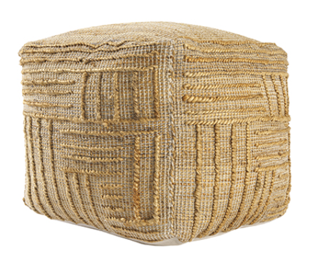 Hand Woven Jute Cotton Pouf 18"