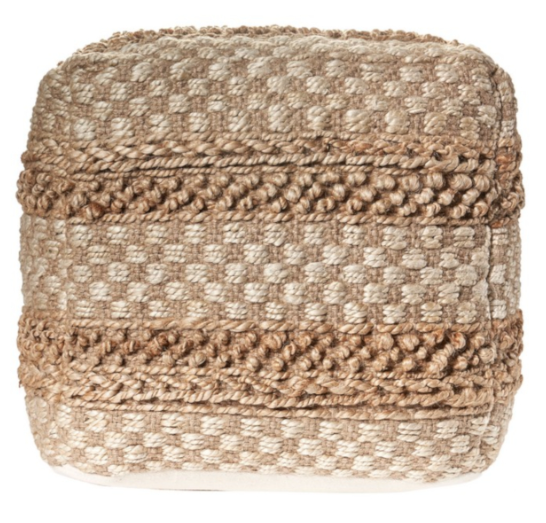 Hand-Made Jute and Cotton Pouf 18"