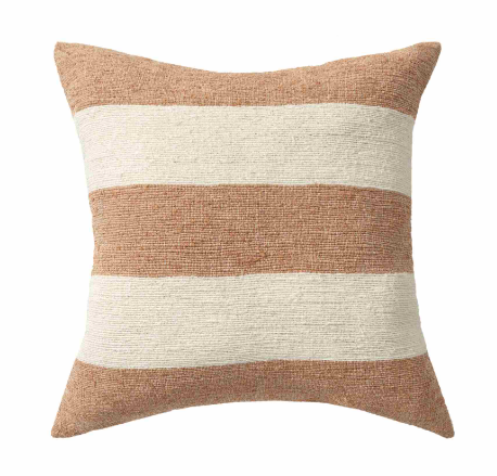 Handmade Linen Blend Striped Pillow 24 x 24"