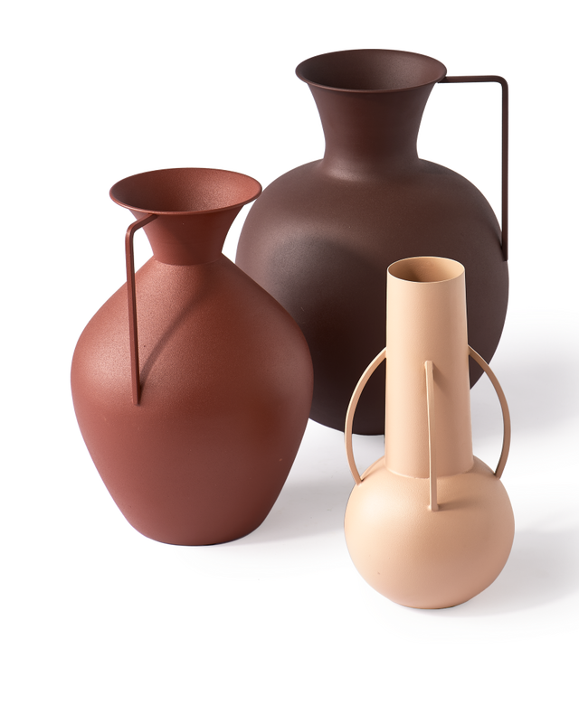 Roman Brown Vases Set Of 3