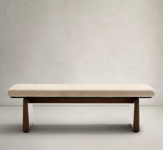 Topaz bench in beige chenille, 150 cm