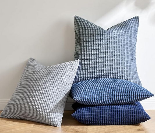 Decorative Blue Corduroy Pillow