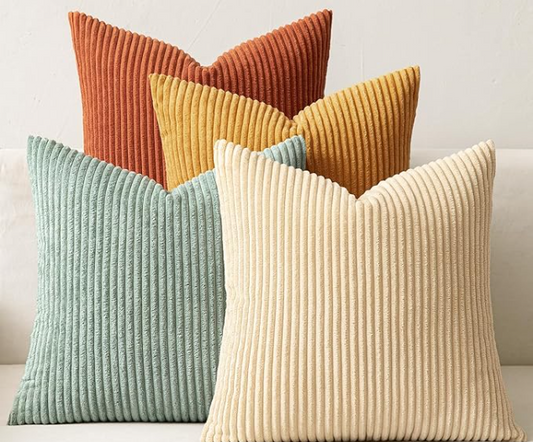 Decorative Boho Farmhouse Corduroy Pillow 18 x 18"