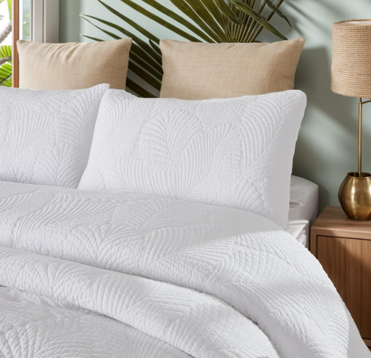 Brandream White Quilt Bedding Set Palm