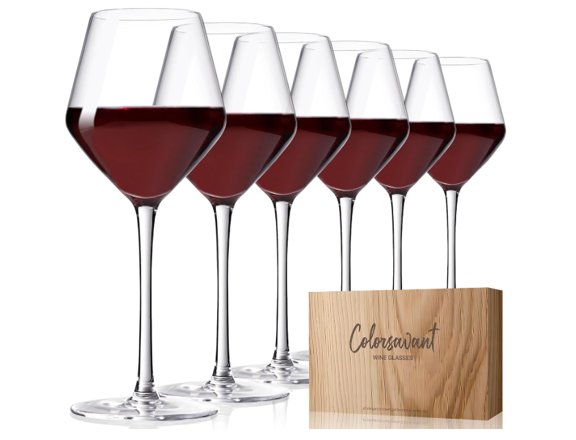 Hand Blown Crystal Wine Glasses Set Of 6