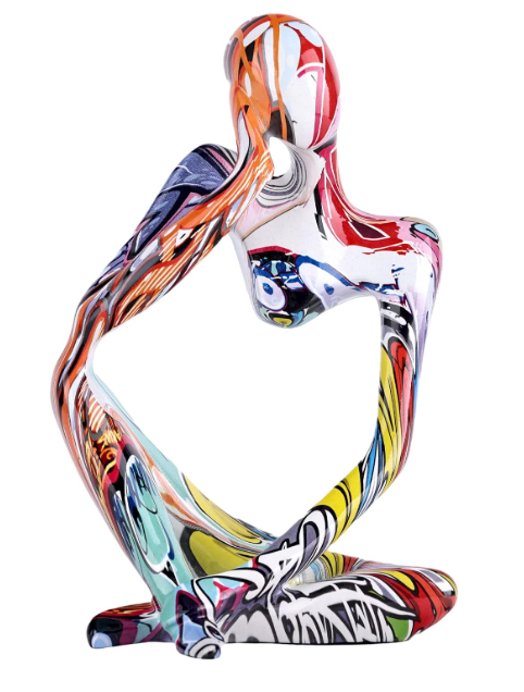 Large Minimalist Abstract Graffiti Left Thinker Statue