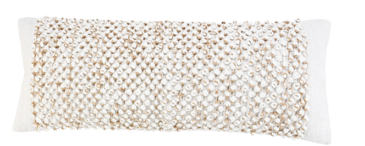 Bohemian Hand-Woven White Natural Pillow 14 x 36"