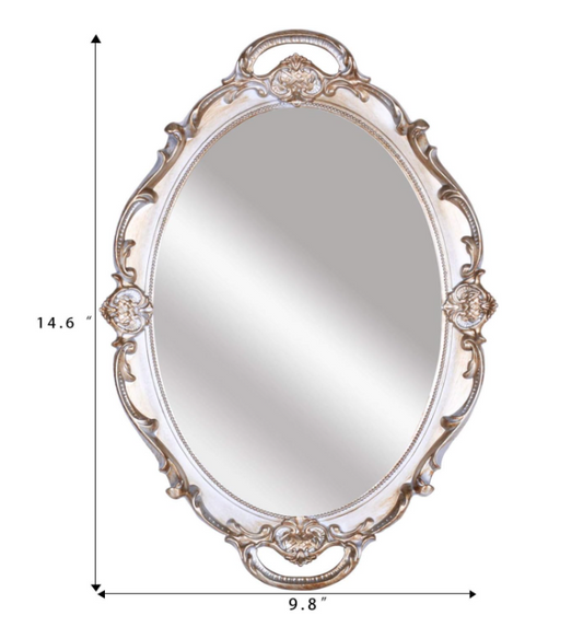Polyresin Ellipse Antique Decorative Mirror Tray