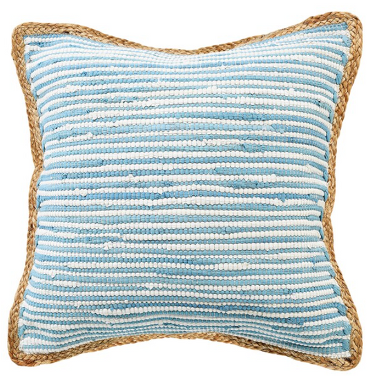 Air Blue Decorative Pillow Jute & Cotton 20x20"