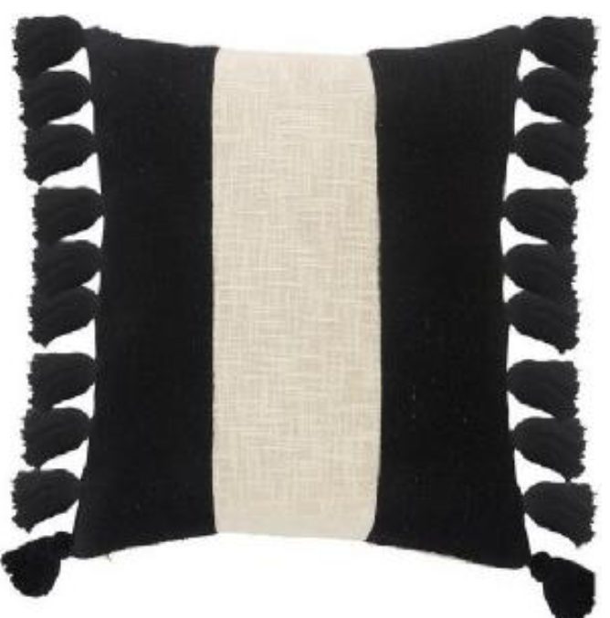 100% Cotton Black & White Pillow 20 x 20"