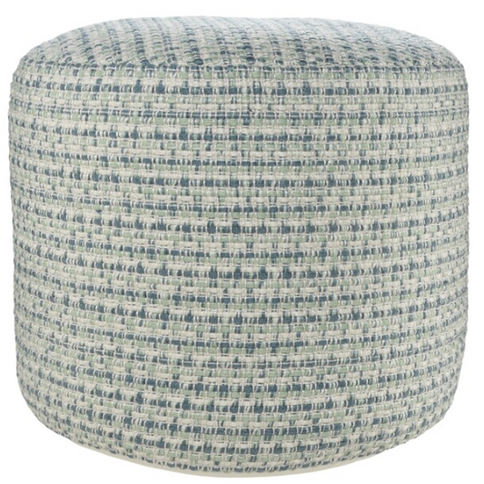 100% Polyester Cylinder Blue Pouf