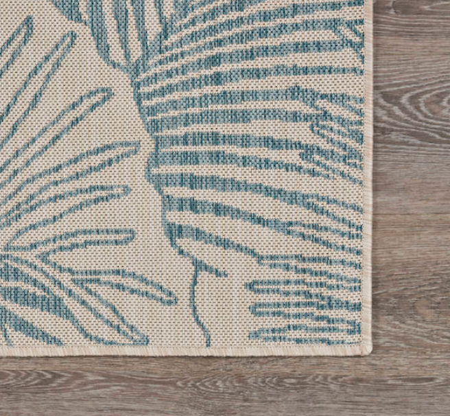 Indoor Outdoor Seaside Rug Aqua 7.6 x 9.5"
