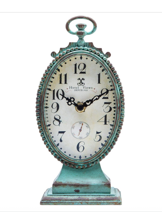 Vintage Table Clock Antique Green