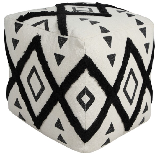 Handmade 100% Cotton B&W Ottoman