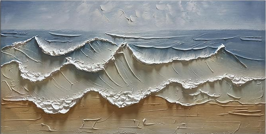 Abstract Blue Ocean Wave Wall Art 3D