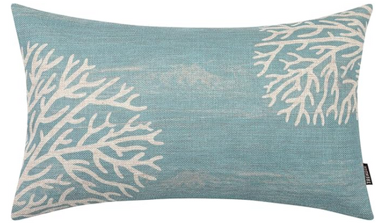 Decorative Coral Nautical Pillow 12x20"