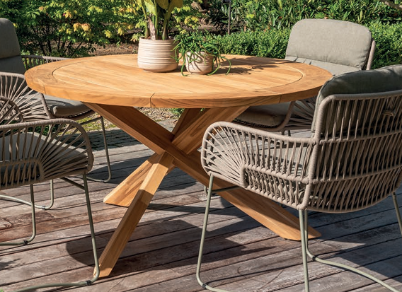 Prado Outdoor Round Dining Table Teak 130cm