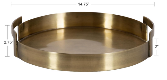 Brass Metal Round Tray 15x15"