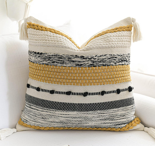 Boho Yellow Mustard Throw Pillow 20 x 20"