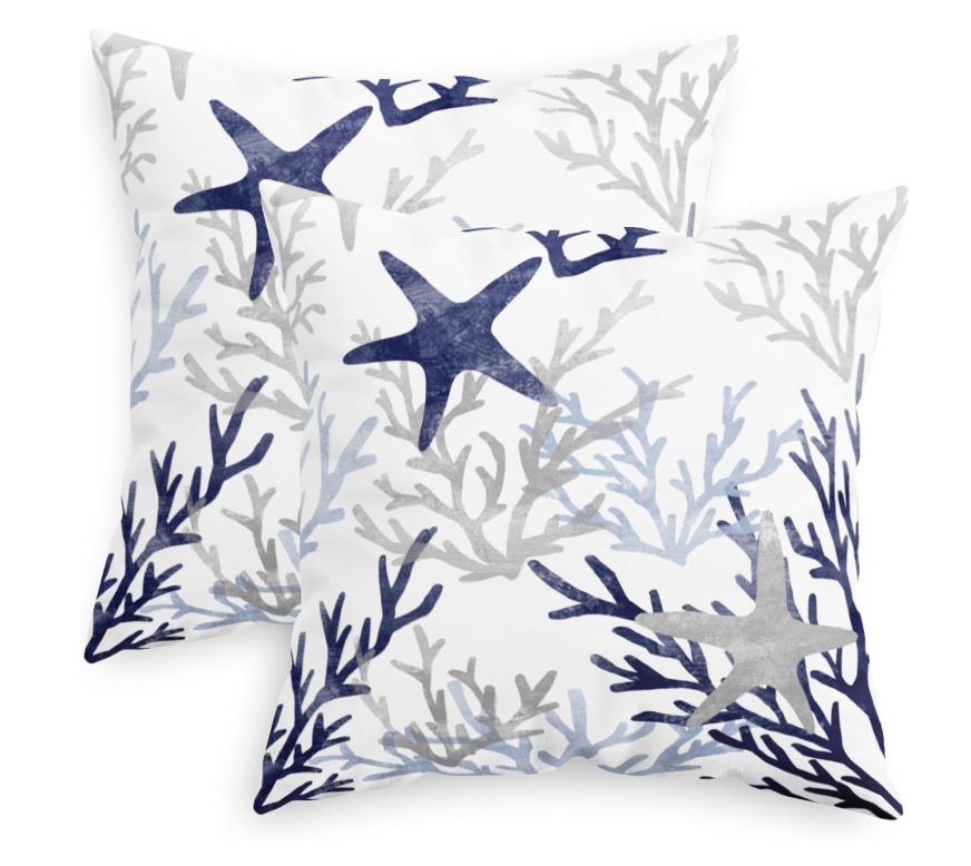 Decorative Fleece Starfish Coral Pillow 18 x 18"