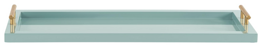Rectangle Narrow Tray Blue With Gold Handles
