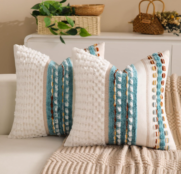 Boho Decorative Chenille Tufted Pillow 18"