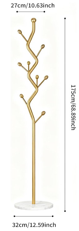 Freestanding 68.9" Coat Rack Gold