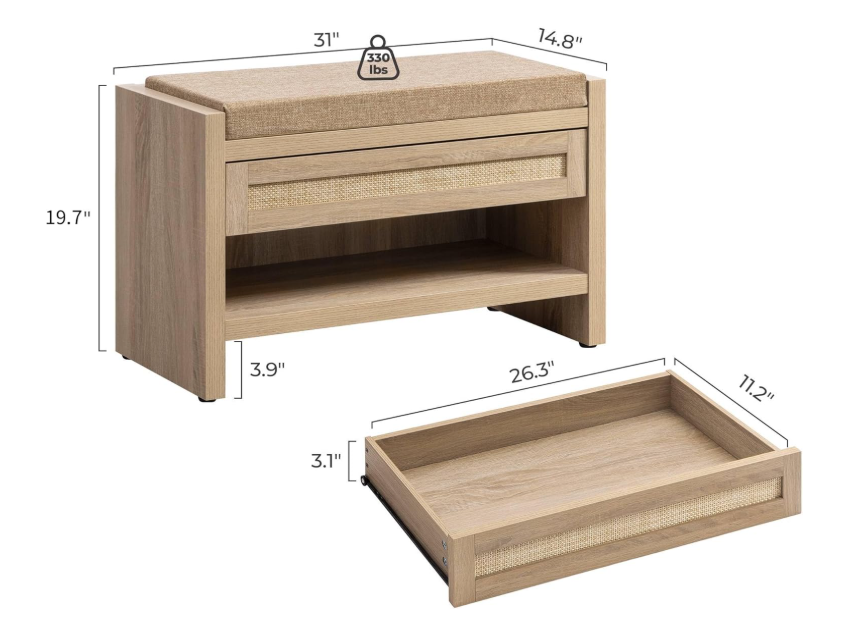 Entryway Storage Bench With cushion