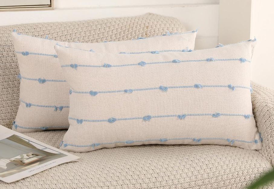 Cotton Boho Lumbar Pillow 12 x 20"