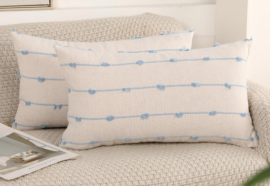 Cotton Boho Lumbar Pillow 12 x 20"
