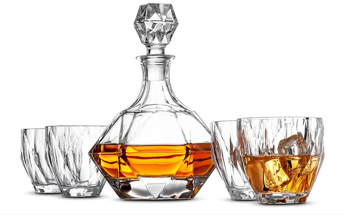 Diamond Design Whiskey Decanter Set of 11
