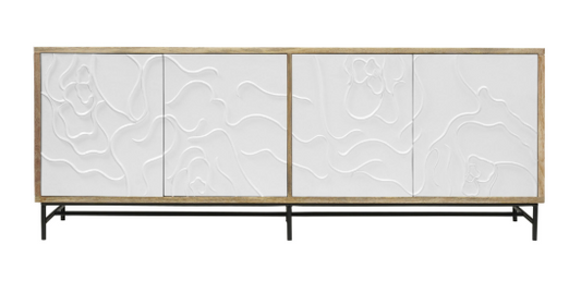 Hand Made Sideboard White and Wood 80"