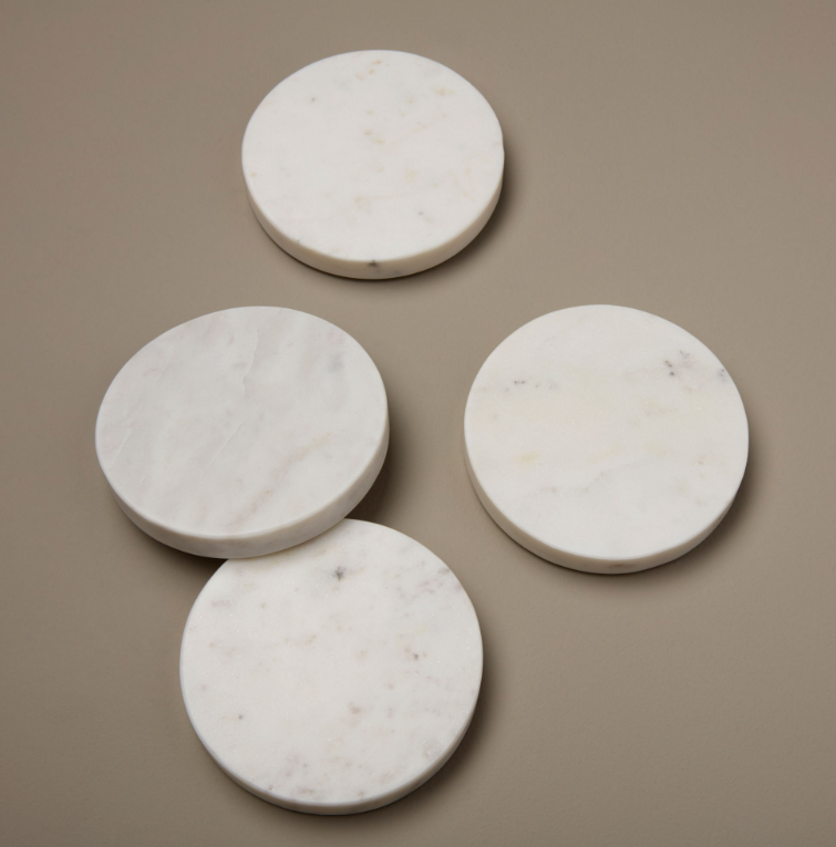 White Marble Coasters Set Of 4