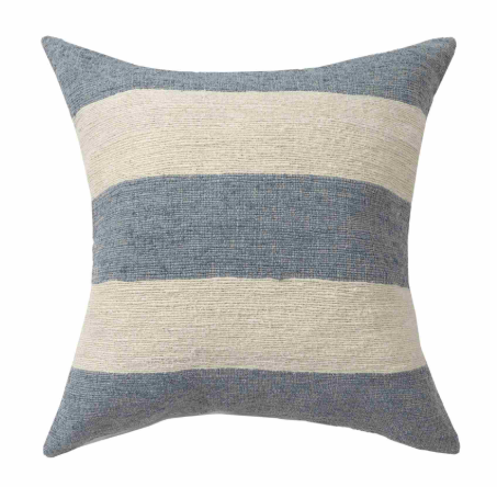 Handmade Linen Blend Striped Pillow 24 x 24"