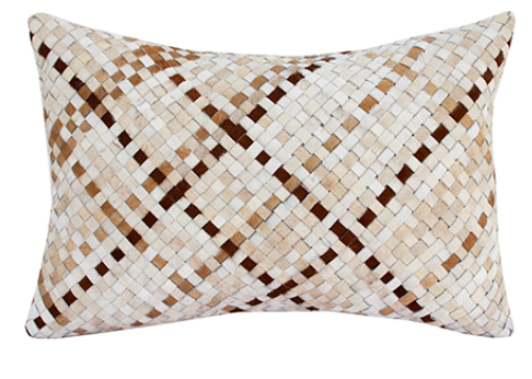 Hand-Made Faux Leather Pillow 16 x 24"