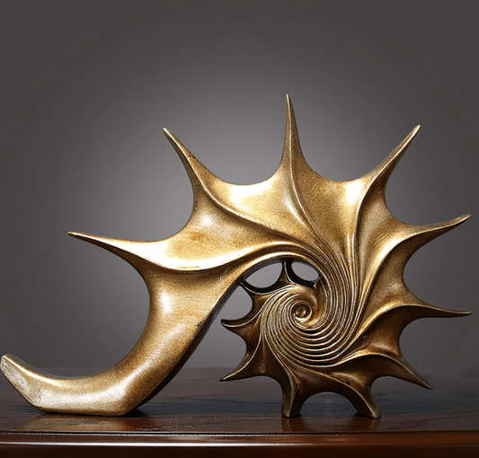 Polyresin Conch Statue Gold