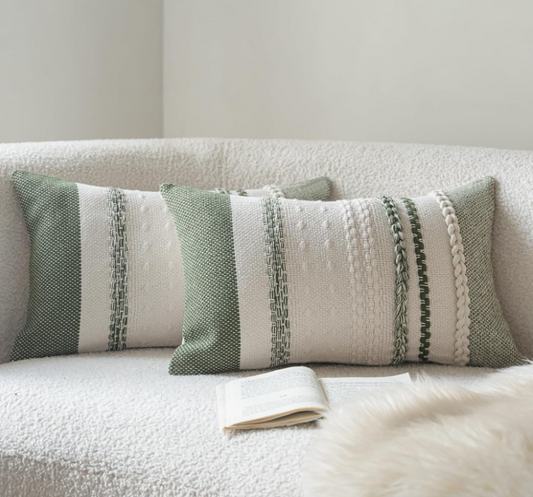 Boho Cotton Linen Throw Pillow 12 x 20"