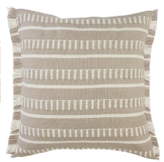 Striped Farmhouse Pillow Feather Filled 24"