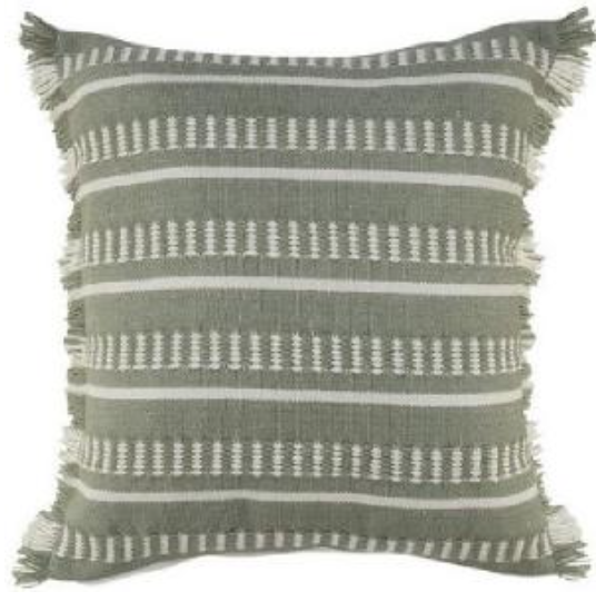 Striped Farmhouse Pillow Feather Filled 24"