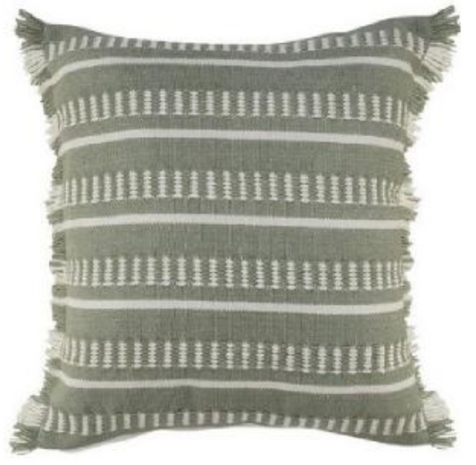 Striped Farmhouse Pillow Feather Filled 24"